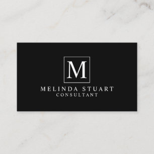 Tarjeta De Visita Monograma elegante en blanco y negro