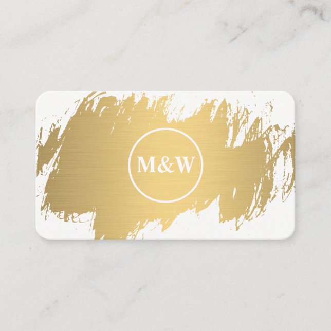Tarjeta De Visita Monograma elegante Faux Gold Grunge (Anverso)