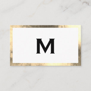 Tarjeta De Visita Monograma elegante Faux Golden Border
