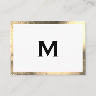 Tarjeta De Visita Monograma elegante Faux Golden Border