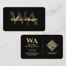 Tarjeta De Visita Monograma Elegante | Lujo Profesional Negro