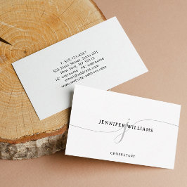 Tarjeta De Visita Monograma elegante Minimalista de guión gris negro