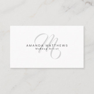 Tarjeta De Visita Monograma elegante minimalista elegante del gris