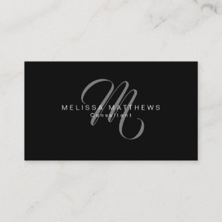 Tarjeta De Visita Monograma elegante minimalista elegante del gris