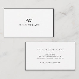 Tarjeta De Visita Monograma elegante minimalista moderno en blanco y