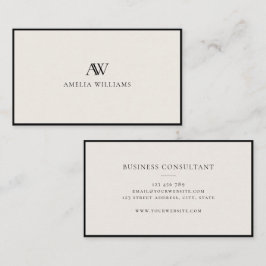 Tarjeta De Visita Monograma elegante minimalista moderno en negro y 