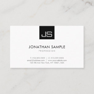 Tarjeta De Visita Monograma Elegante Minimalista Negro Y Blanco Mode