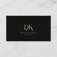 Monograma elegante minimalista oro negro moderno