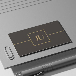 Tarjeta De Visita Monograma elegante minimalista oscuro de abogado
