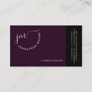 Tarjeta De Visita Monograma elegante moderno con guión de curvatura