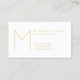 Tarjeta De Visita Monograma elegante moderno del blanco y del oro