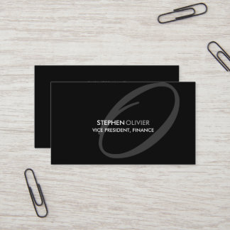 Tarjeta De Visita Monograma elegante moderno gris negro