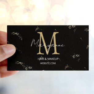 Tarjeta De Visita Monograma Elegante Moderno Negro Oro