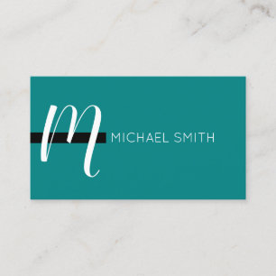 Tarjeta De Visita Monograma Elegante Moderno Verde Azul y Negro