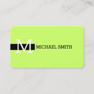 Tarjeta De Visita Monograma Elegante Moon Moderno Verde y Negro