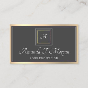 Tarjeta De Visita Monograma Elegante Nombramiento Rosa gris enmarcad