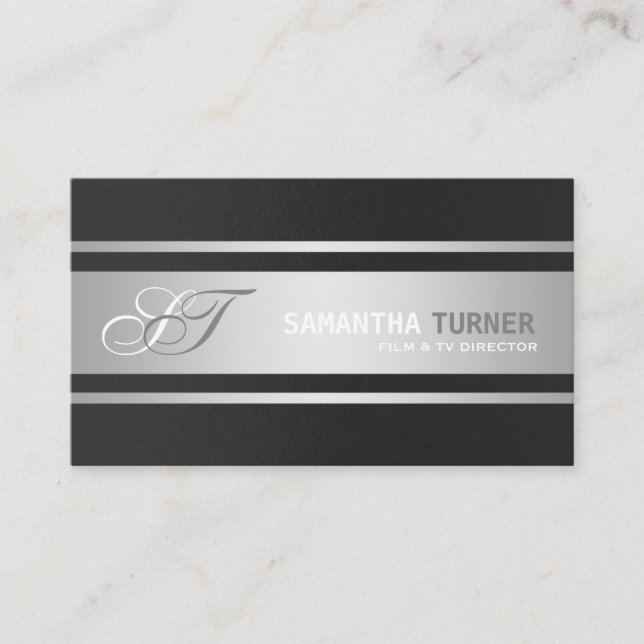 Tarjeta De Visita Monograma elegante Personalizado profesional negro (Anverso)