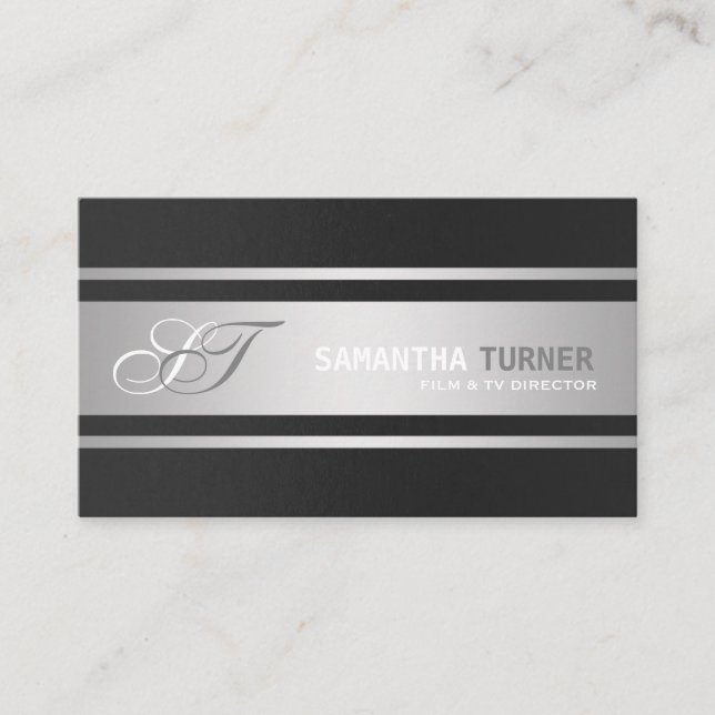 Tarjeta De Visita Monograma elegante Personalizado profesional negro (Anverso)