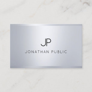 Tarjeta De Visita Monograma elegante plateado plantilla de glamour m