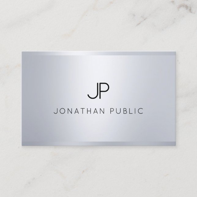 Tarjeta De Visita Monograma elegante plateado plantilla de glamour m (Anverso)