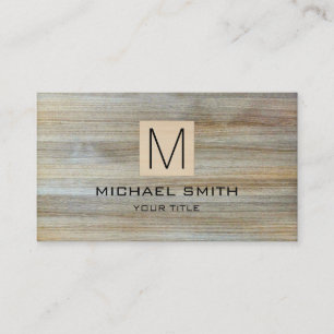 Tarjeta De Visita Monograma elegante profesional de grano de madera