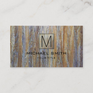 Tarjeta De Visita Monograma Elegante Profesional De Grano De Madera
