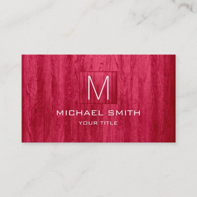 Tarjeta De Visita Monograma elegante profesional del grano de madera (Anverso)