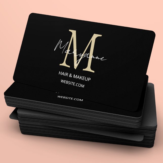 Tarjeta De Visita Monograma elegante profesional negro moderno (Subido por el creador)