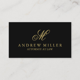 Tarjeta De Visita Monograma elegante profesional negro y oro