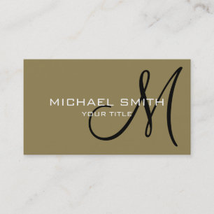 Tarjeta De Visita Monograma elegante profesional Tan simple