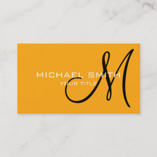 Tarjeta De Visita Monograma elegante profesional Tangerina