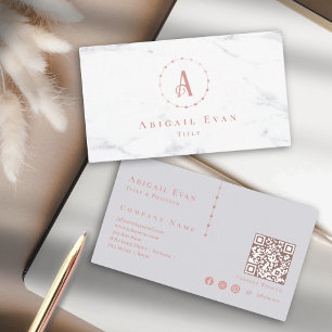 Tarjeta De Visita Monograma elegante Rosa dorado rosa y gris