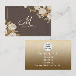 Tarjeta De Visita Monograma elegante Rosa Gold Brown