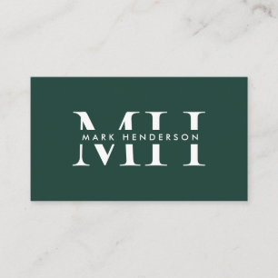 Tarjeta De Visita Monograma elegante verde esmeralda moderno