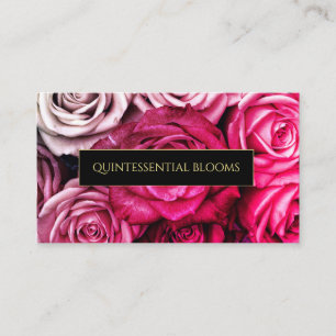 Tarjeta De Visita Monograma elegante y florista rosado de los rosas