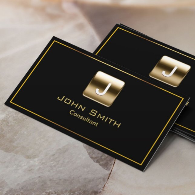 Tarjeta De Visita Monograma Emblema dorado Platón Negro Profesional (Subido por el creador)