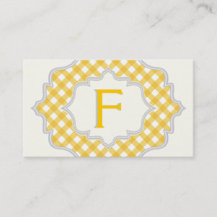 Tarjeta De Visita Monograma en un marco, patrón de gingham blanco am