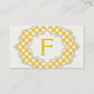 Tarjeta De Visita Monograma en un marco, patrón de gingham blanco am