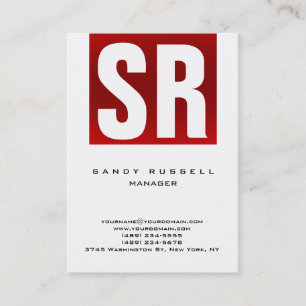 Tarjeta De Visita Monograma enorme vertical blanco con franja roja m