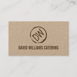 Tarjeta De Visita Monograma estampado de madera rústica sobre Kraft