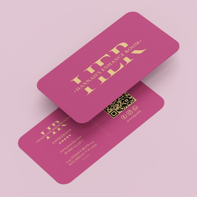 Tarjeta De Visita Monograma estético estético moderno estético rosad (Modern Beautician Monogram Esthetician Pink Business Card
)