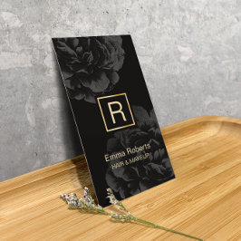 Tarjeta De Visita Monograma estilista de maquillaje y cabello Elegan