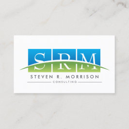 Tarjeta De Visita Monograma Estilizado Profesional Corporativo Azul/
