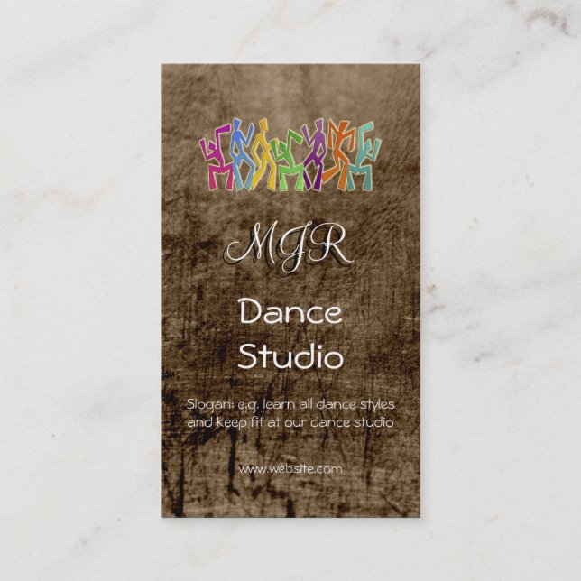 Tarjeta De Visita Monograma, estudio de la danza, cuero-efecto (Anverso)