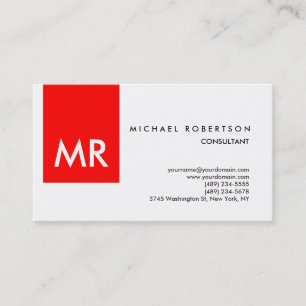 Tarjeta De Visita Monograma exclusivo especial blanco rojo