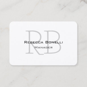 Tarjeta De Visita Monograma exclusivo exclusivo de gris blanco moder
