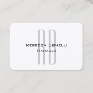 Tarjeta De Visita Monograma exclusivo exclusivo de gris blanco moder