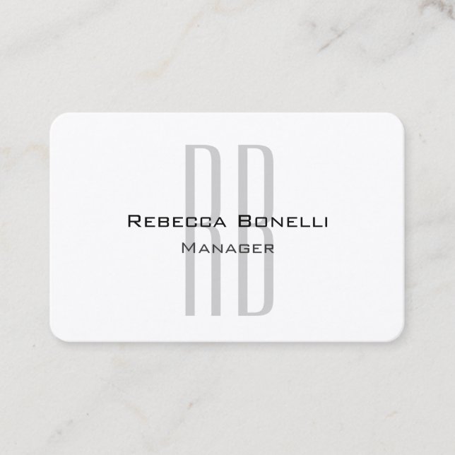 Tarjeta De Visita Monograma exclusivo exclusivo de gris blanco moder (Anverso)