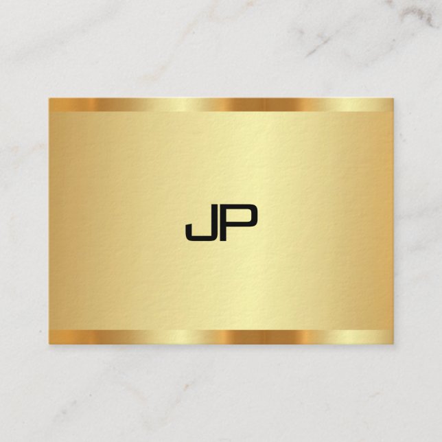 Tarjeta De Visita Monograma Faux Gold elegante y elegante de primera (Anverso)