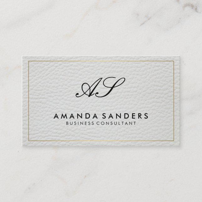 Tarjeta De Visita Monograma Faux Leather (Anverso)